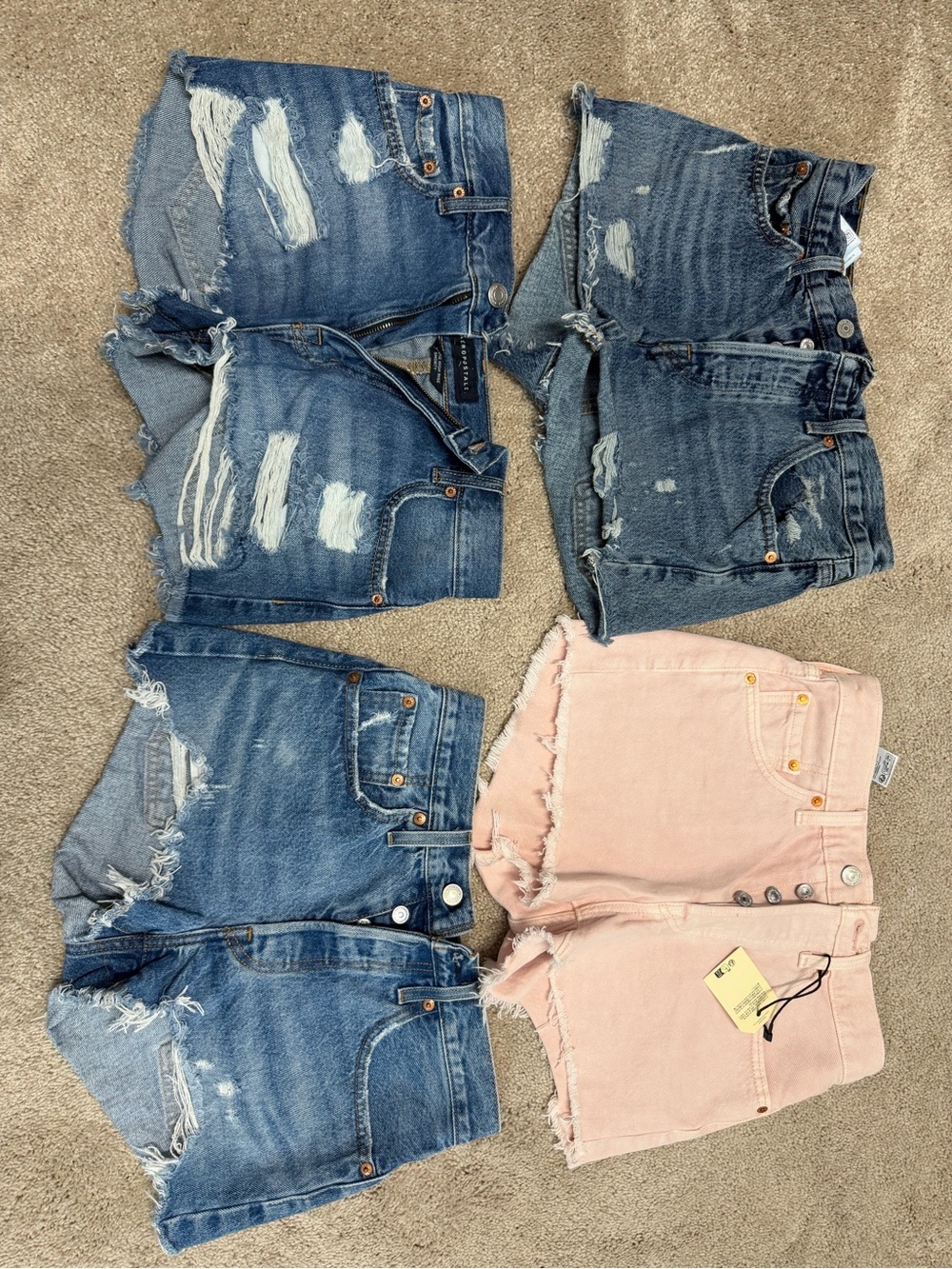 Levi's, AE, and Aero Women's Denim and Pink Jean Shorts 5 Pair Lot - Picture 1 of 8